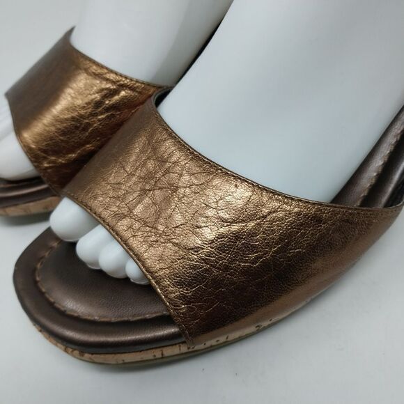 TALBOTS WEDGE SANDAL. CORK AND BRONZE. SIZE 10 B. - Picture 4 of 14